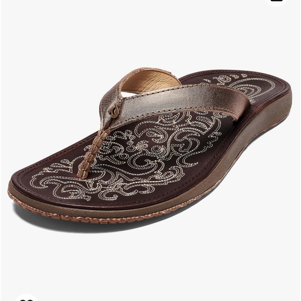 🏄‍♀️ Olukai Paniolo Brown Leather Flip Flops 🏄‍♀️
